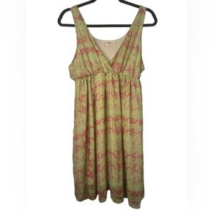 Altar’d State V Neck Chiffon Pink Green Floral Print Women’s Dress Mini Size L